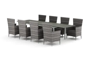 Tunis utomhus matgrupp förlängningsbart 205/305x90 cm med 8 Thor utefåtöljer - Vit/Grå - Products - Utemöbler & utemiljö - Utegrupp - Matgrupp utomhus