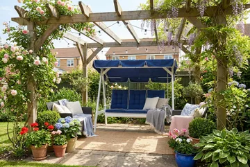 Landet Hammock utomhus gunga med tak 195x125x159 - Blå / Vit - Products - Utemöbler & utemiljö - Utesoffa - Hammock