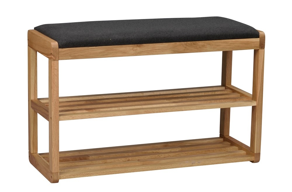 Confect skostativ med sittepute - Eik/m�rk gr�