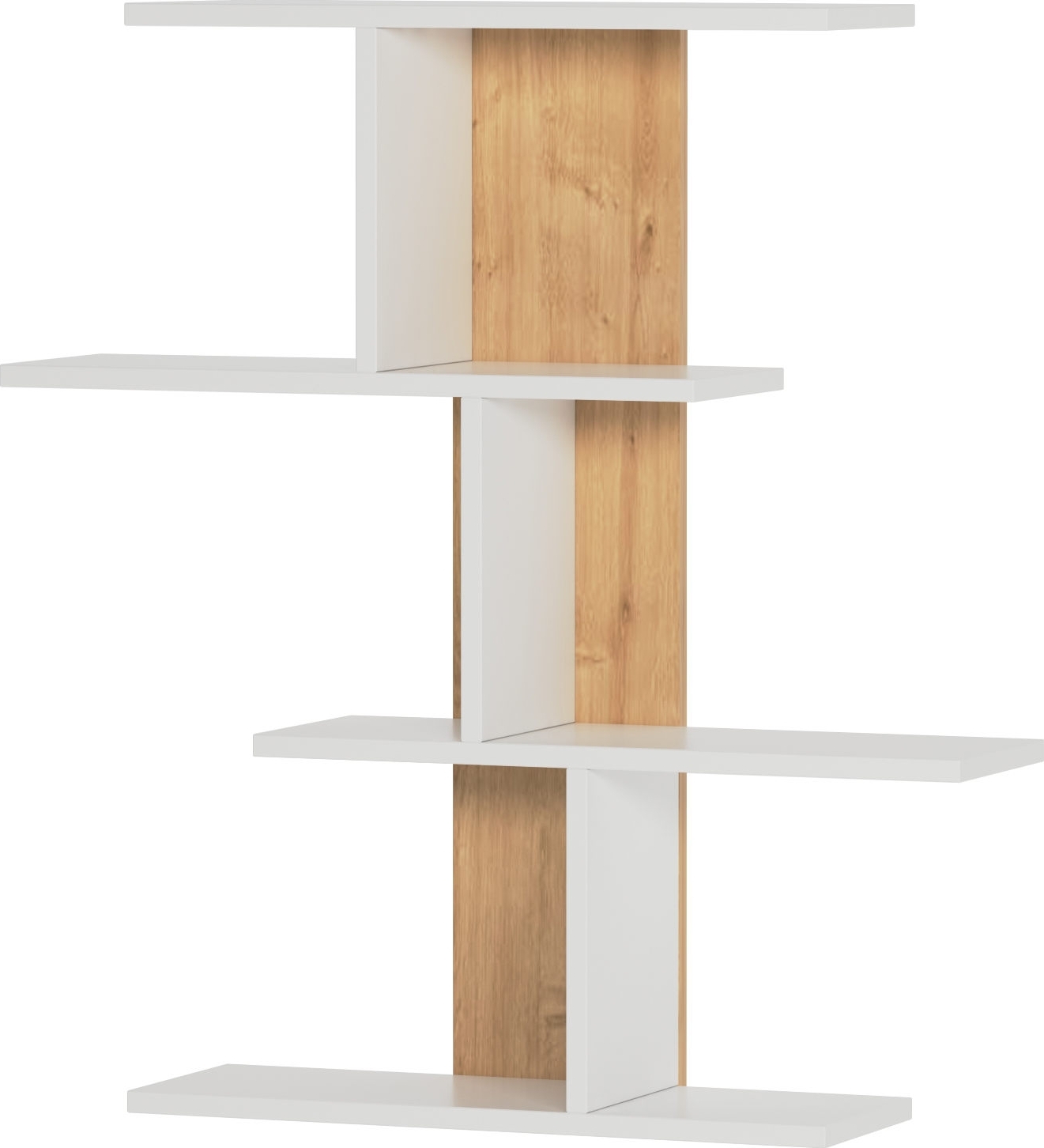 Karbon vegghylle - Hvit/eik