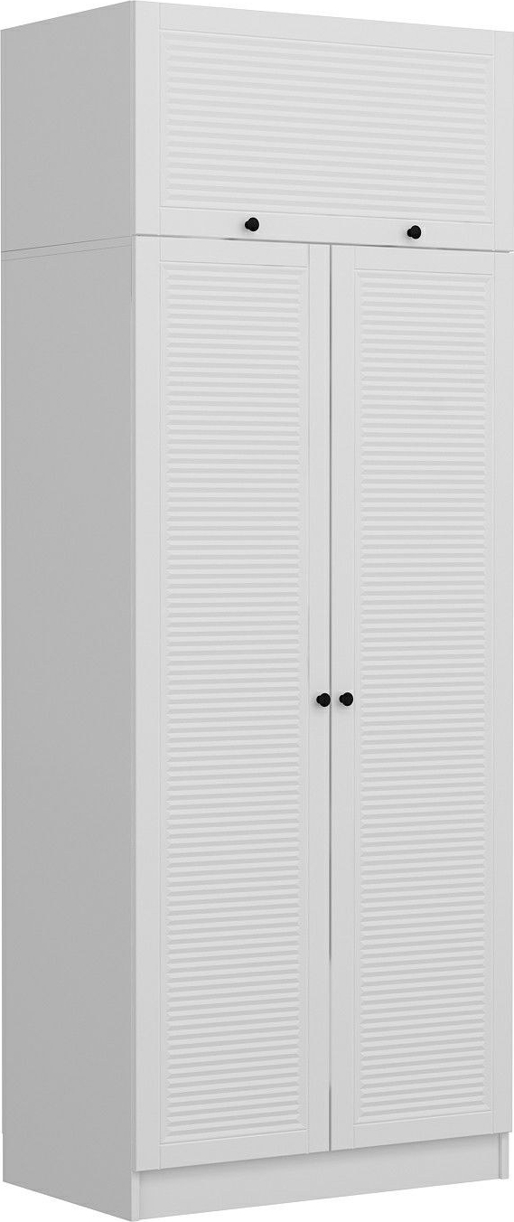 Larett garderobe med overskap, 90 cm - Hvit