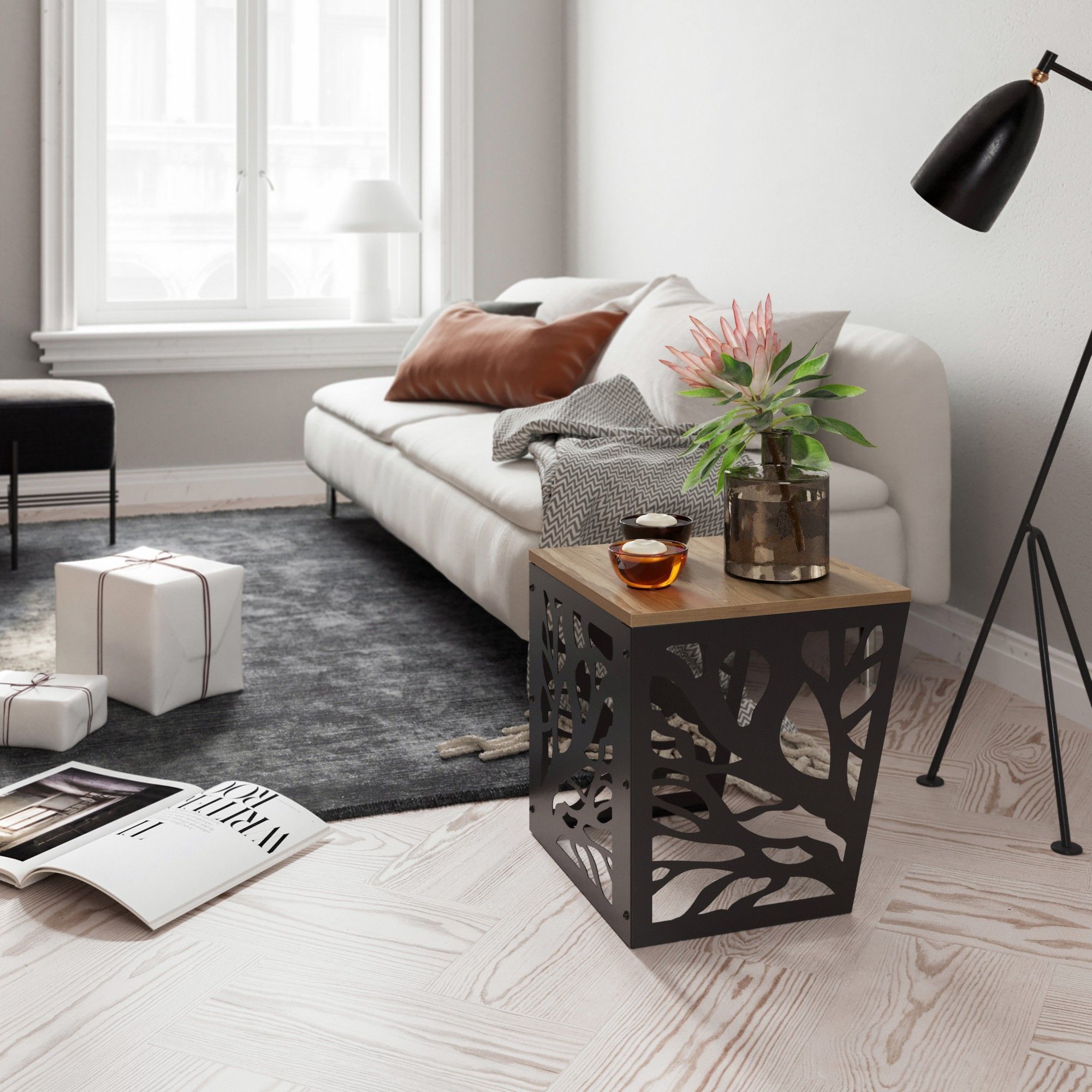 Tongfu sidebord - Valn�tt/svart