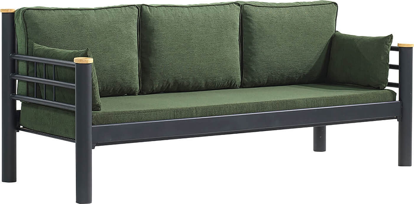 Kappis 3-seters utesofa - Svart/gr�nn + Tekstilpleie for m�bler