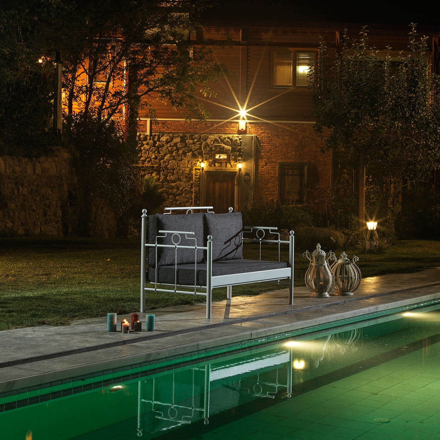 Hampus 2-seters utesofa - Hvit/antrasitt