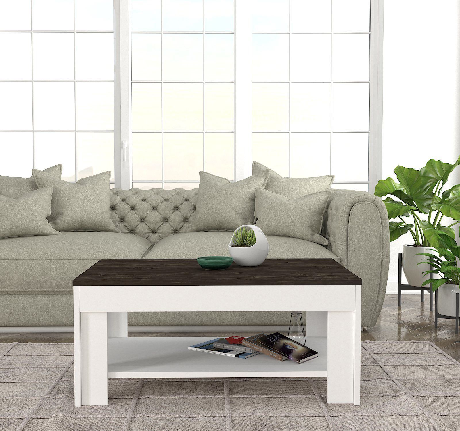 Done salongbord - Hvit/m�rkebrun