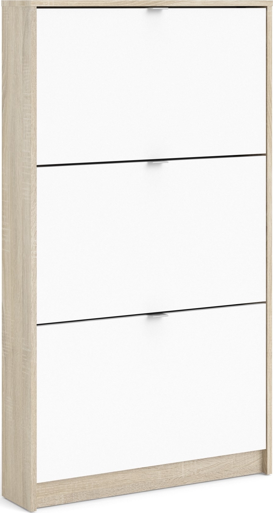 Sko skoskap med 3 rom - Eik/hvit