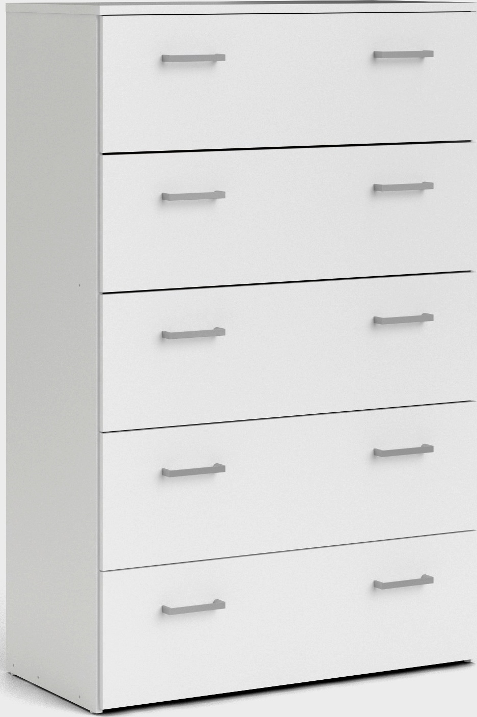 Space kommode hvit med 5 skuffer, bredde 74 cm og h�yde 115 cm