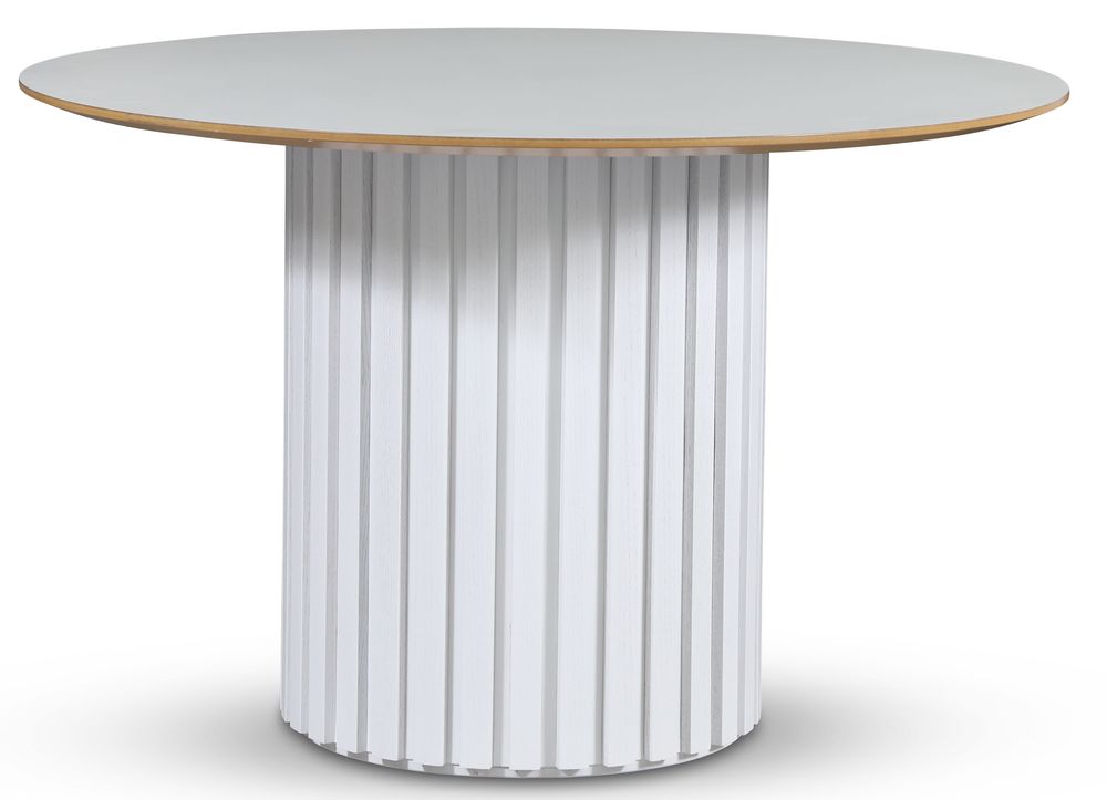 Empire spisebord - Perstorp lys laminat 118 cm / Hvit lamell trefot