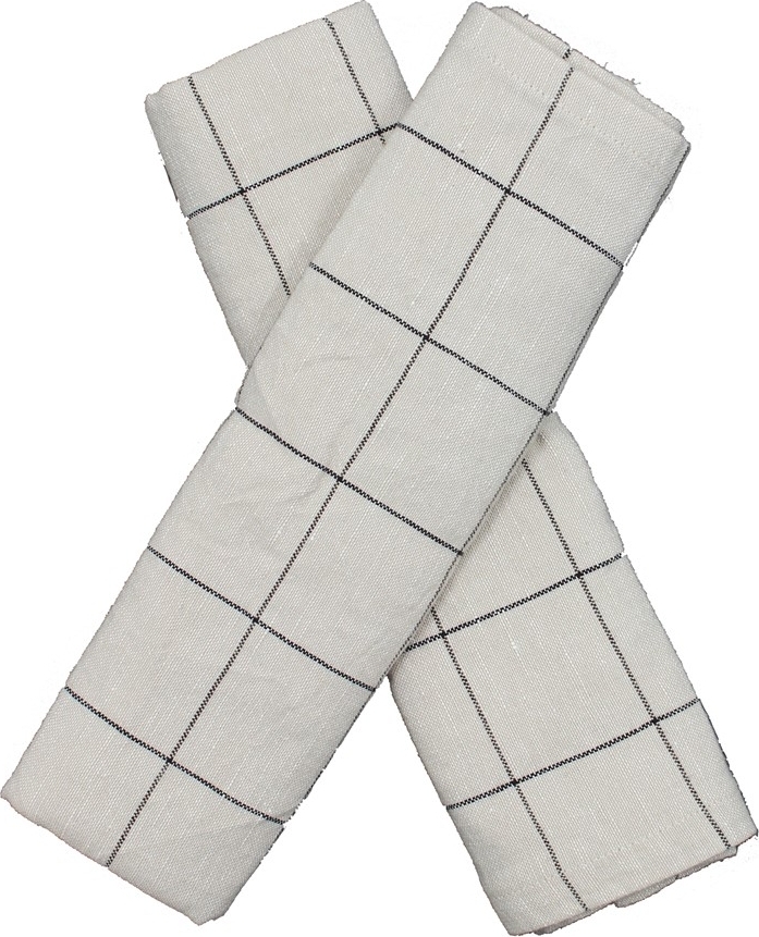 Linje kj�kkenh�ndkle 2-pakning, 50 x 70 cm - Lin/Sort