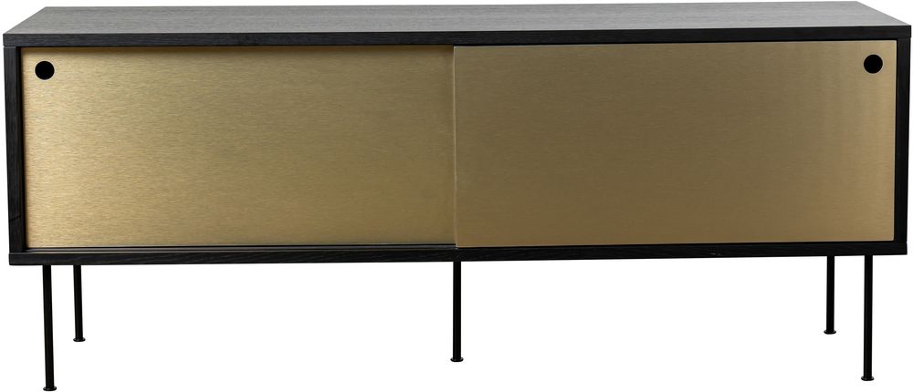 Volume mediebenk 132 cm - Svart/messing