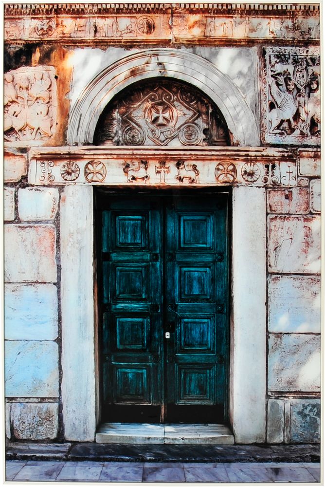 Glassbilde Gr�nn d�r - Hvit ramme