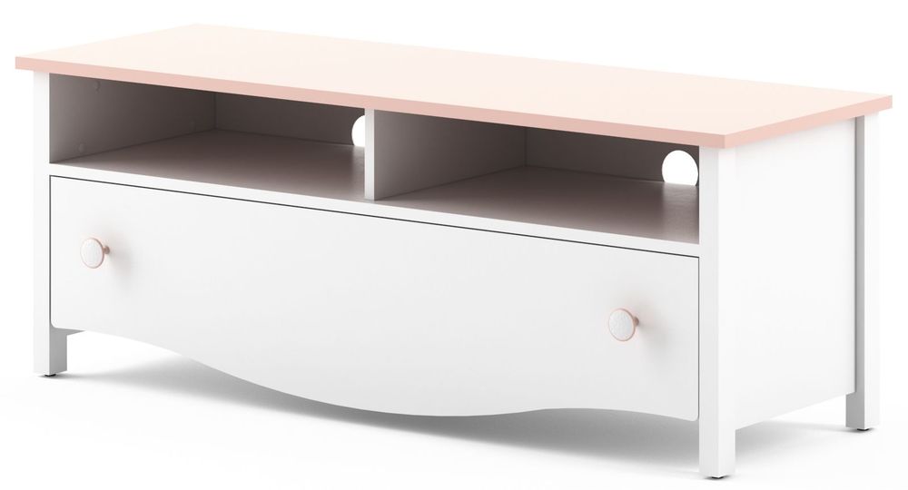 Lettitia TV-benk - Hvit/rosa