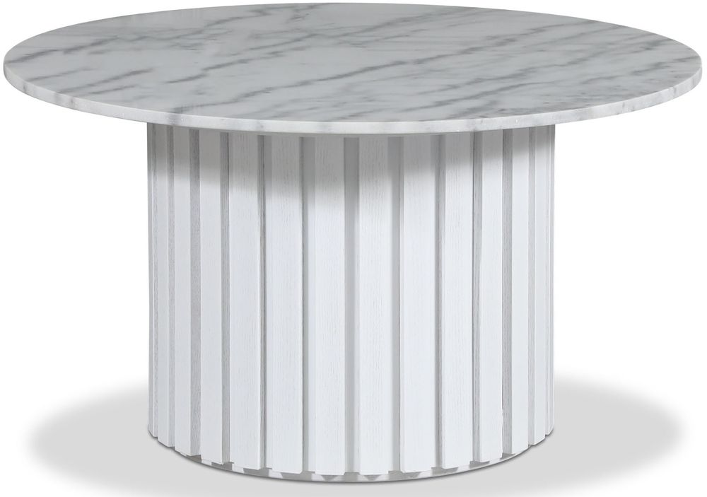 Sumo Salongbord �85 - Hvitbeiset eik / Lys marmor