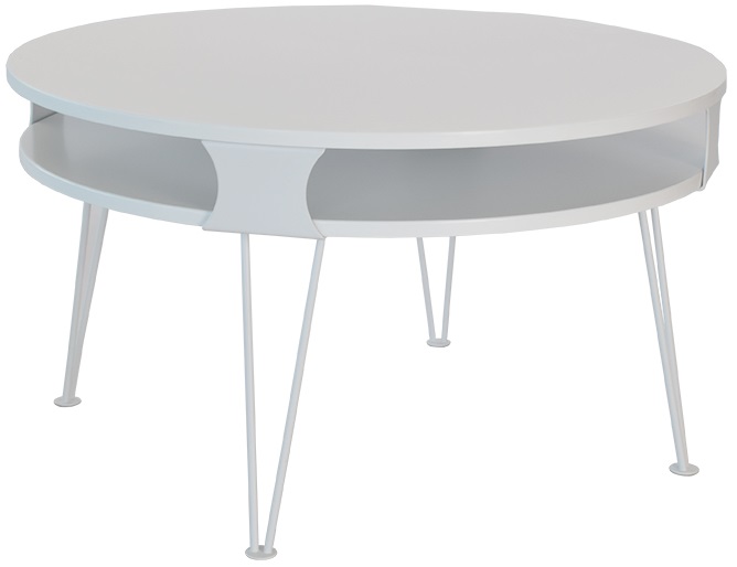 Smile Sofabord rundt - Hvitt med hvite metallben