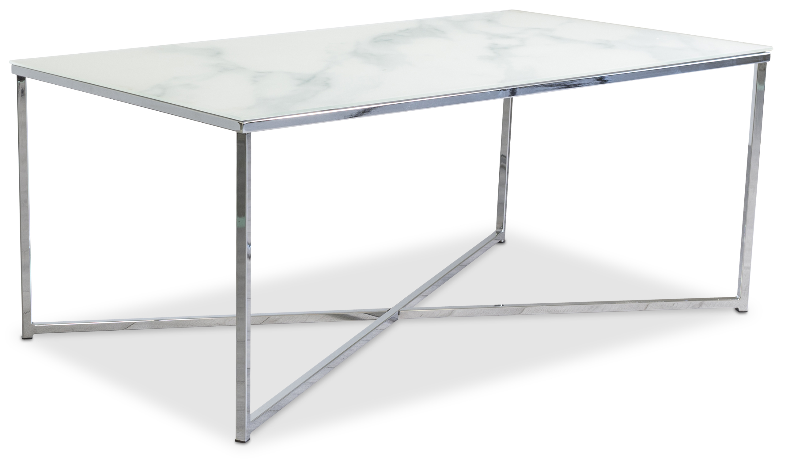 Palasso sofabord 110 cm - Krom / Lys marmorering + Møbelrengjøring Palasso sofabord 110 cm - Krom / Lys marmorering + Møbelrengjøring