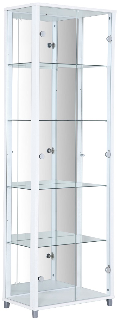 Optima vitrine & glasskap - Hvitt | 2 d�rer (med speilbakstykke)