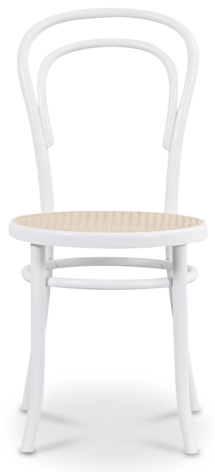 Bentwood Stol No14 Klassiker - Hvit med rotting + Møbelføtter Bentwood Stol No14 Klassiker - Hvit med rotting + Møbelføtter
