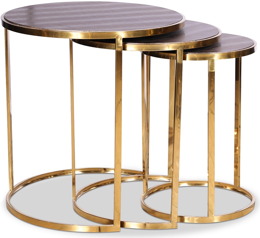 Snake satsbord rundt - Messing / Brun