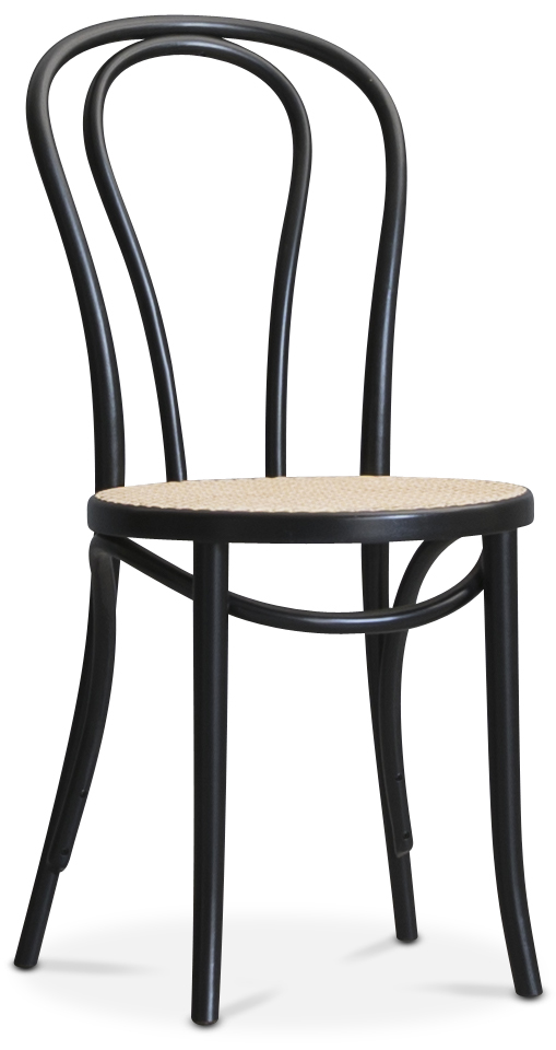 Bentwood Stol No18 klassiker - Svart med Rottingsete