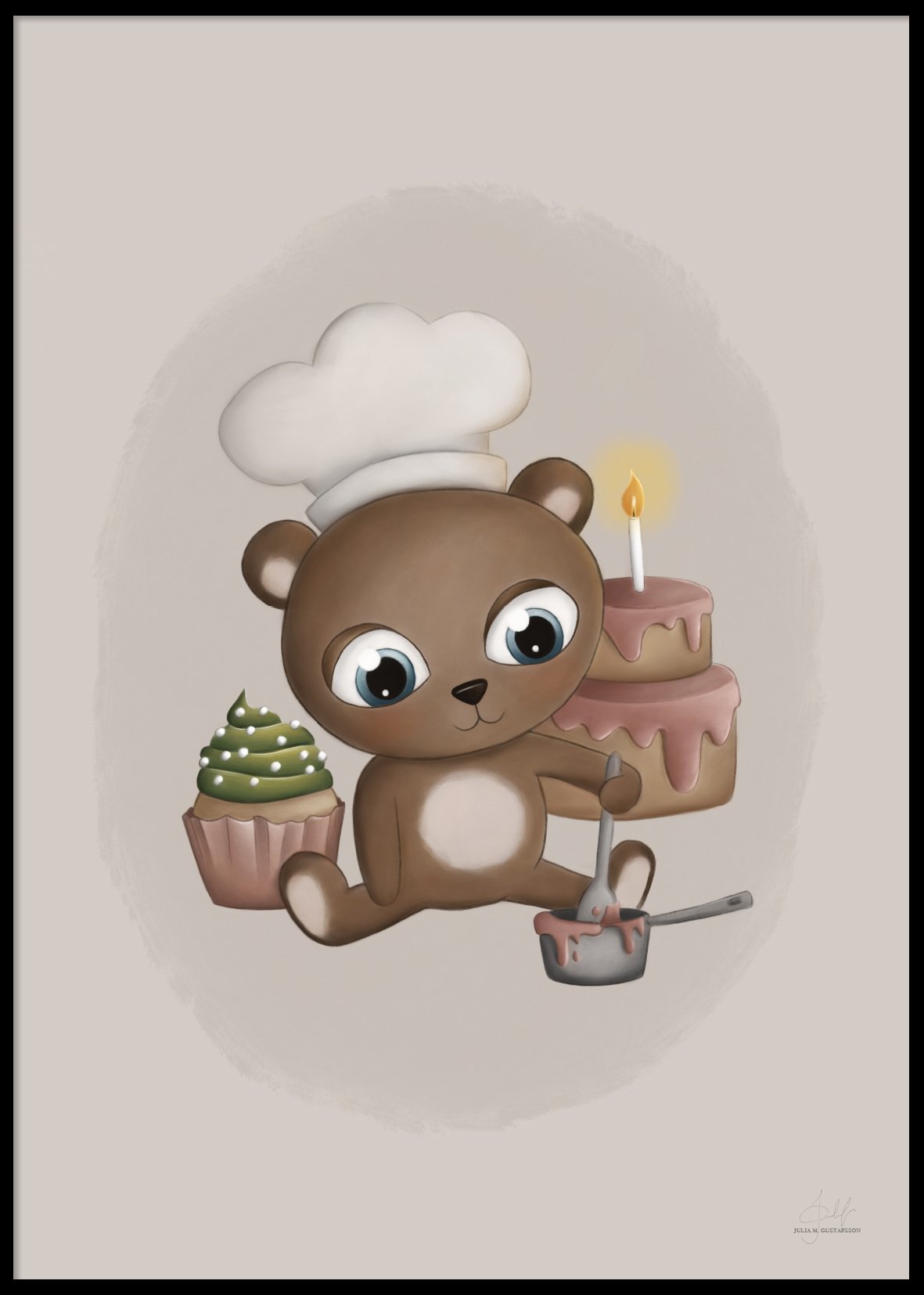 BAKING BABY BEAR - Plakat 50x70 cm BAKING BABY BEAR - Plakat 50x70 cm