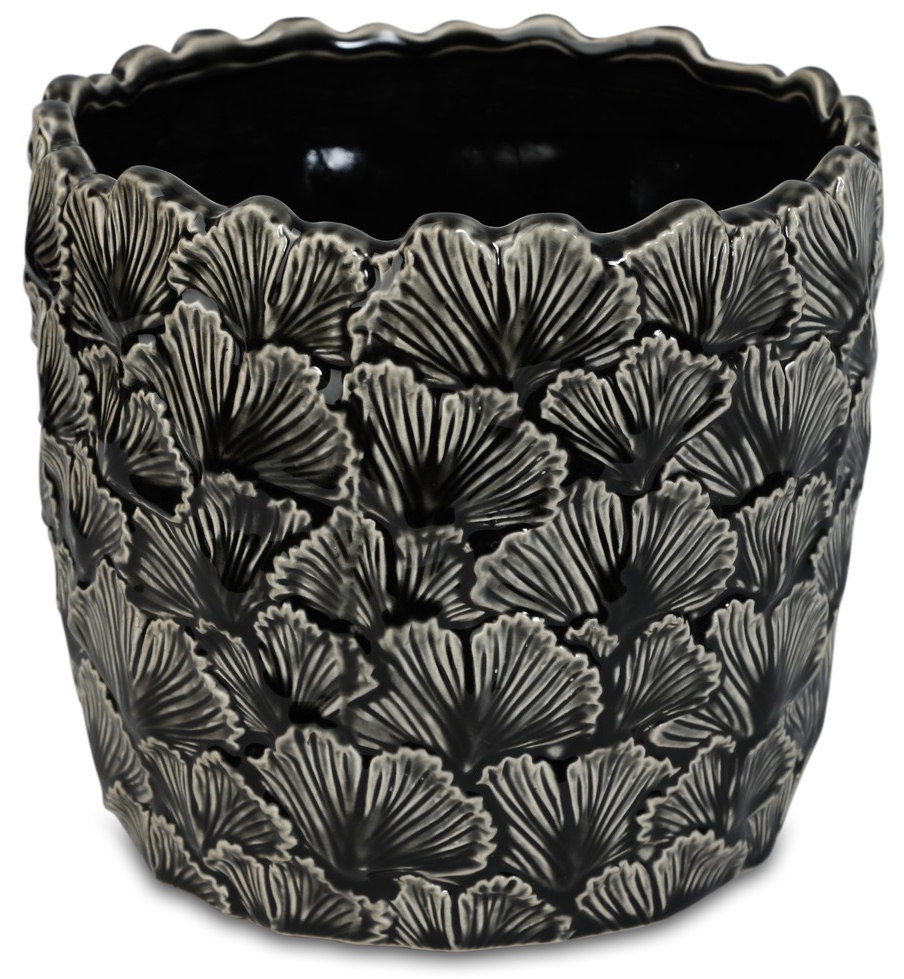 Krukke Ginkgo H19 cm - Svart