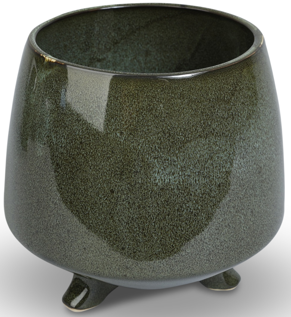 Krukke Dreie med tre føtter H12,8 cm - Grønn Krukke Dreie med tre føtter H12,8 cm - Grønn