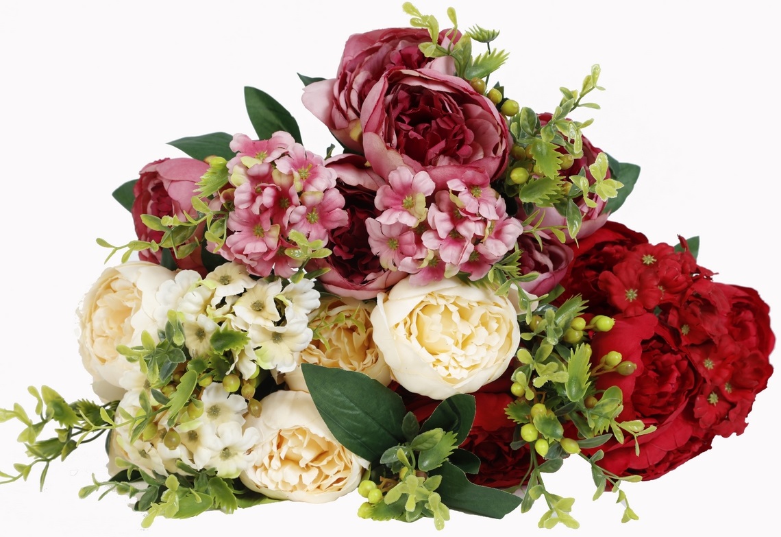 Kunstig plante - Bukett Pioner stor