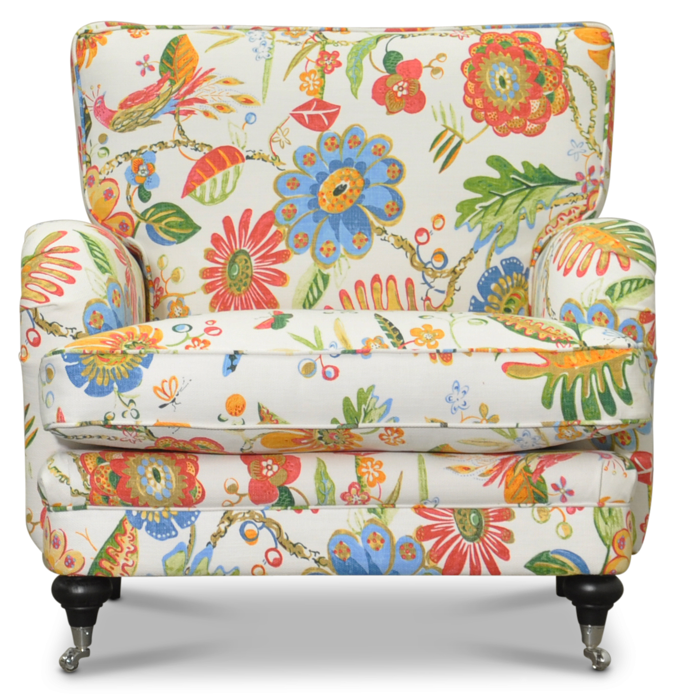 Savoy lenestol med blomstret stoff - Havanna Hvit