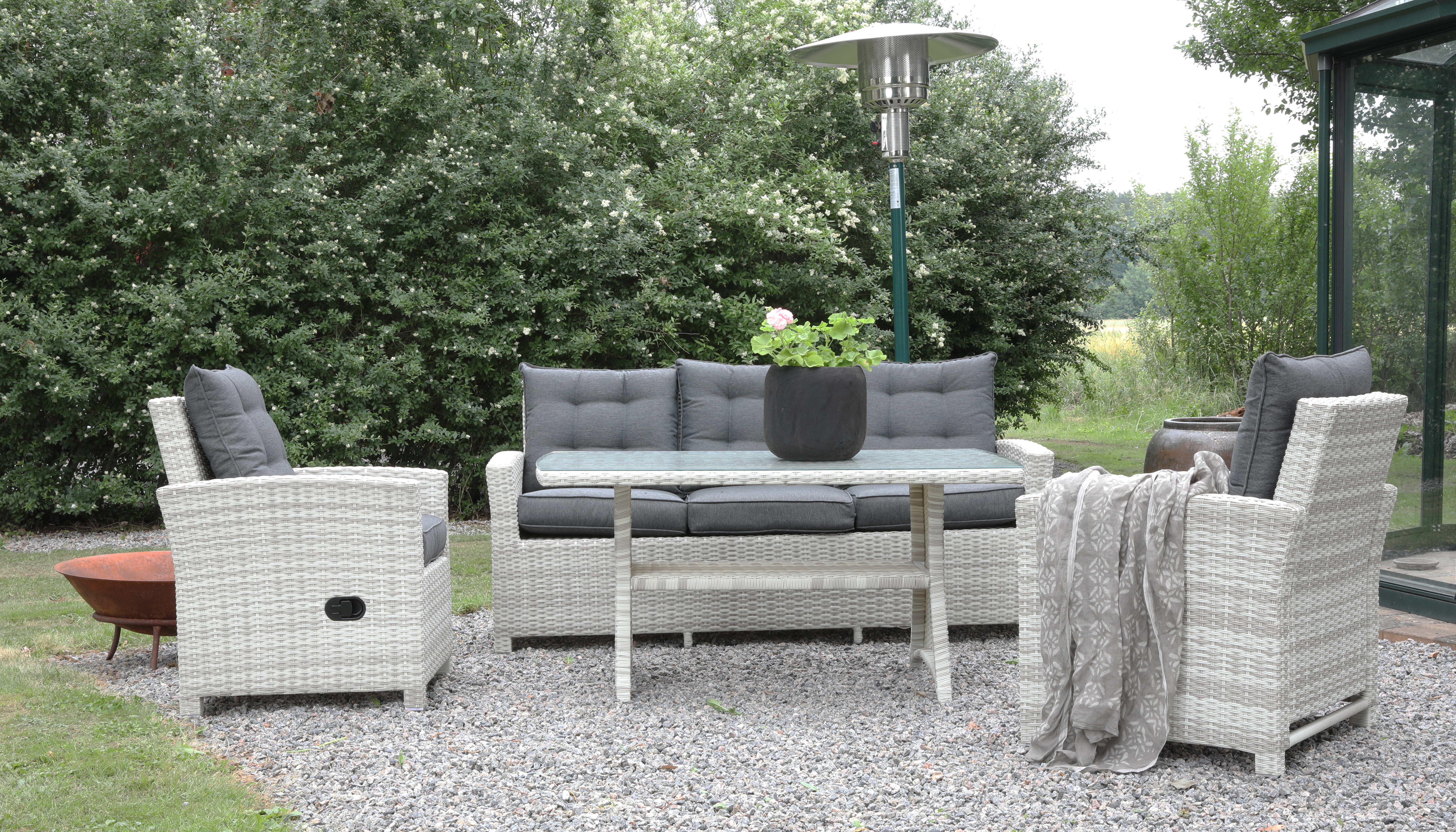 Orlando utem�belgruppe med h�y justerbar rygg - Whitewash