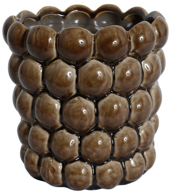 Krukke Big Bouble H18 cm - Brun (Glans)
