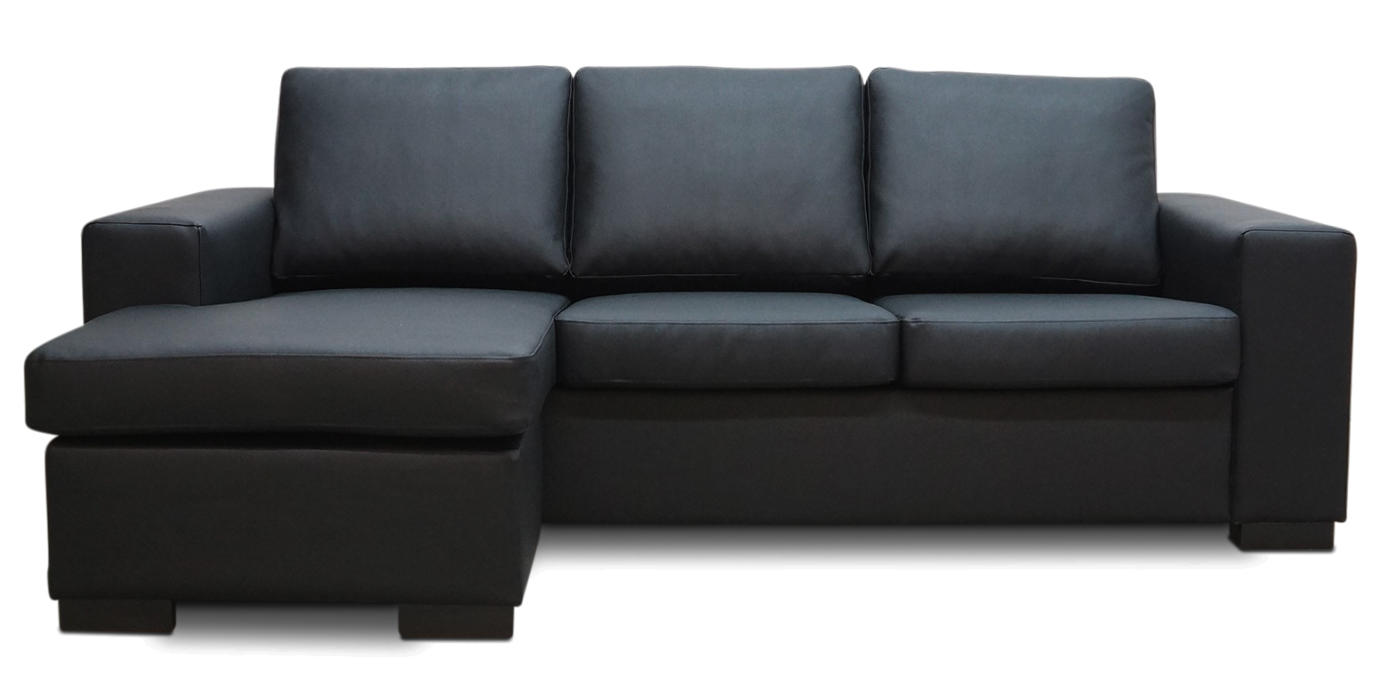 Solna divansofa, H�yre - Svart l�r (bunnet)