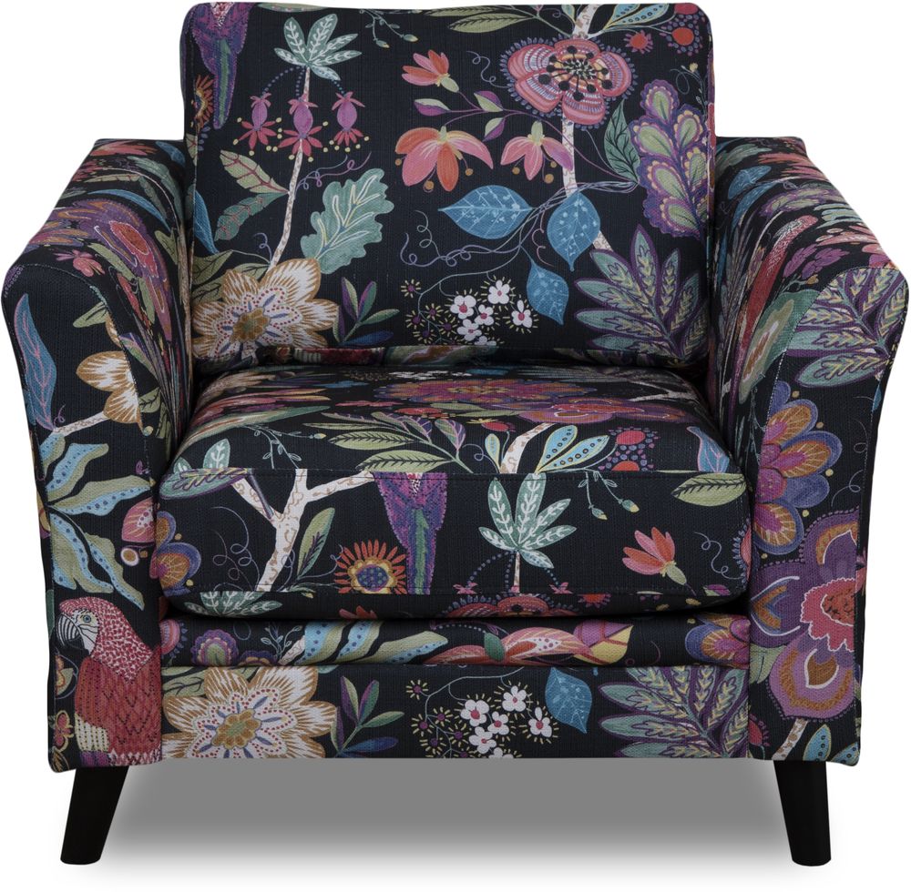 Eker� lenestol i blomsterstoff - Eden Parrot Svart