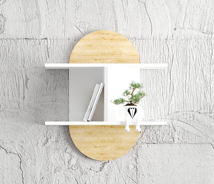 Auro vegghylle - Hvit/eik Auro vegghylle - Hvit/eik