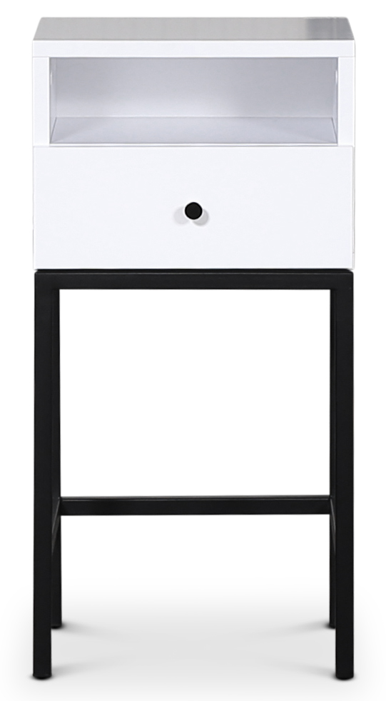 Stilo V.2 nattbord - Hvit / Sort metall