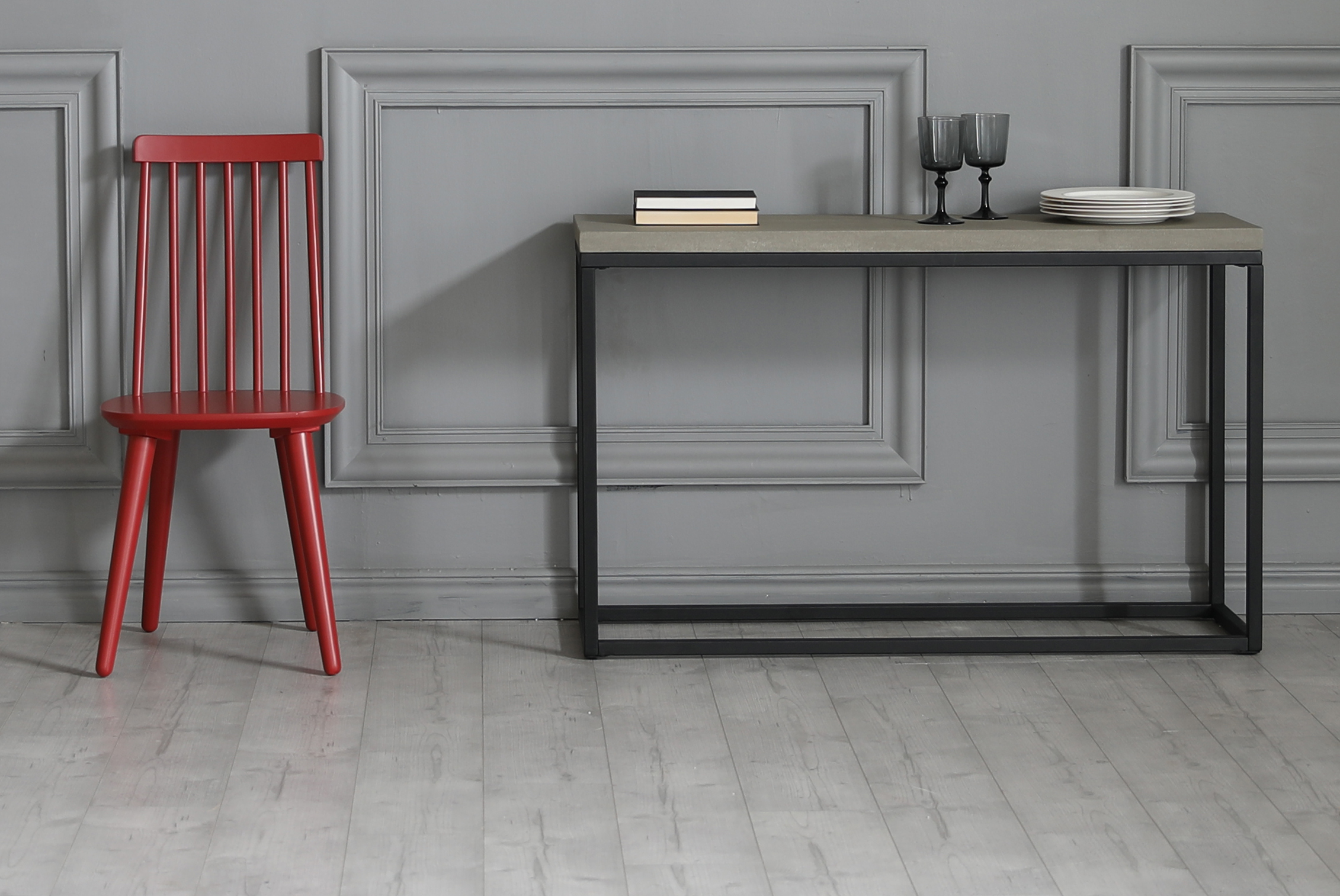 Lava konsollbord - Sement / svart + Mbelftter