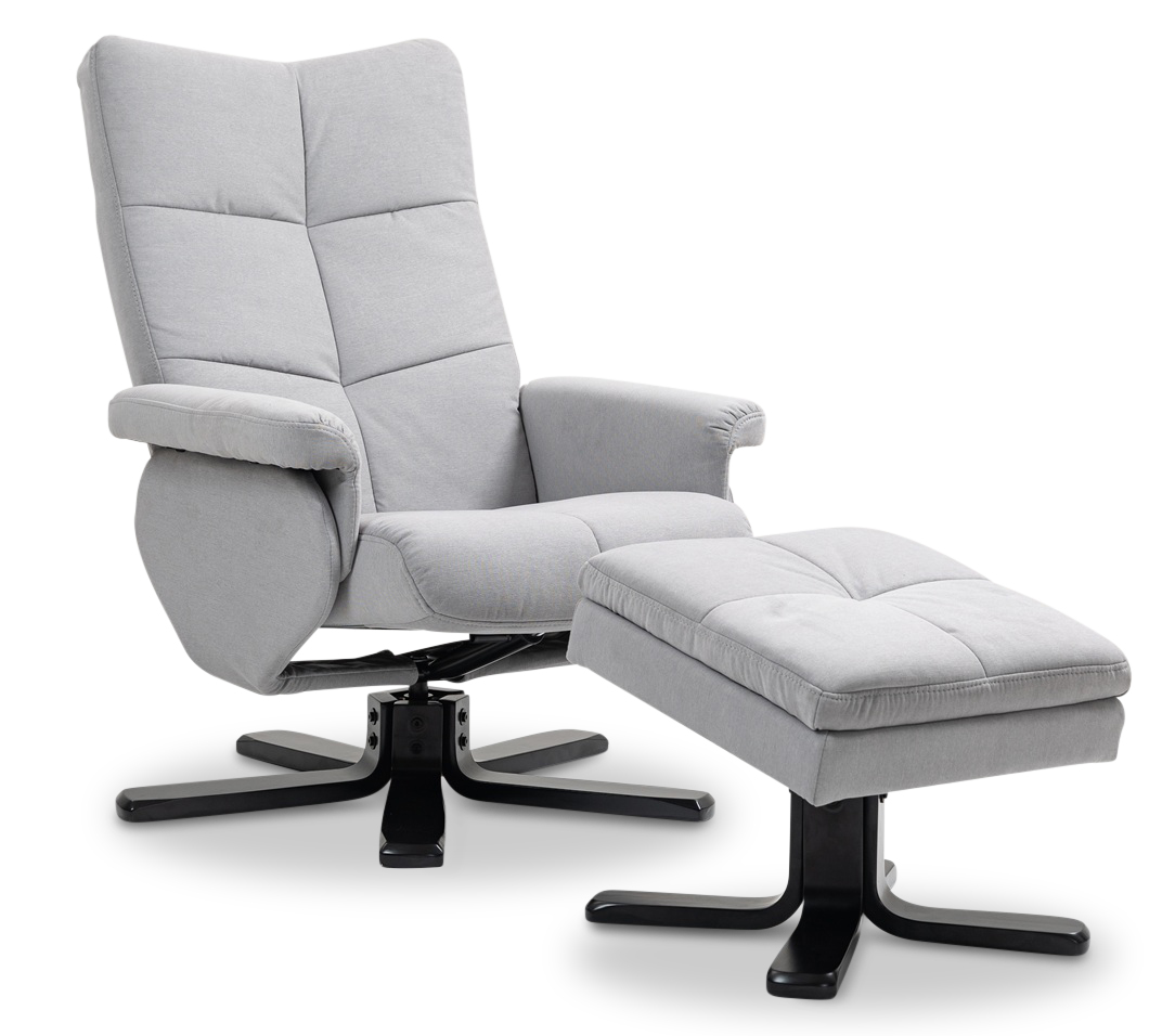 Duva recliner lenestol med fotskammel - Grått stoff + Tekstilpleie for m?bler Duva recliner lenestol med fotskammel - Grått stoff + Tekstilpleie for m?bler