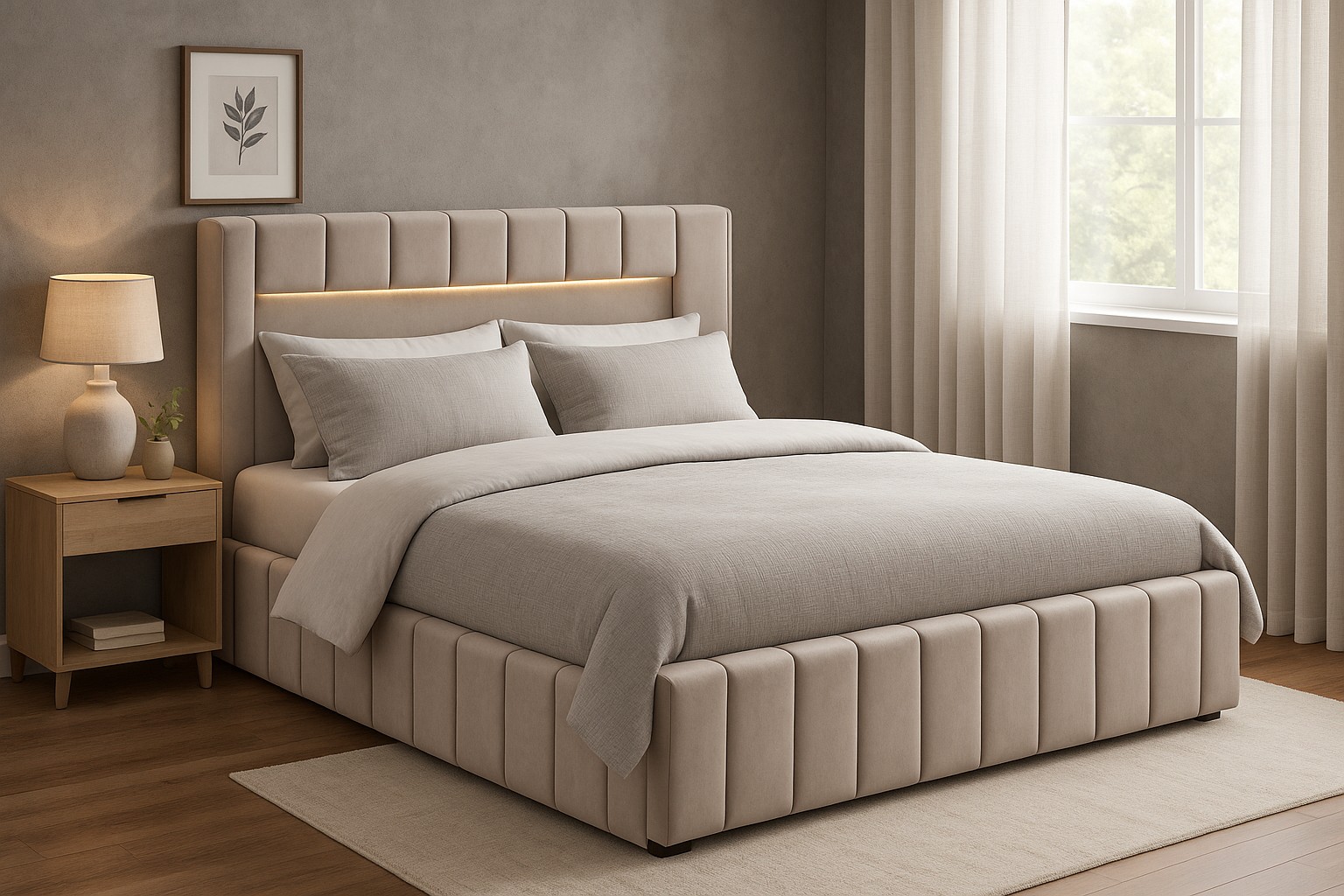 Sengeramme med LED-belysning 180x200 cm + M?belben