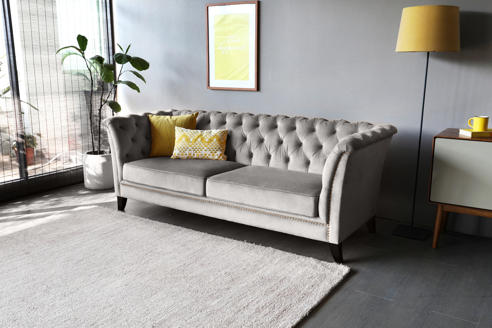 Sofa Chesterfield 3-seter gr� - Henry