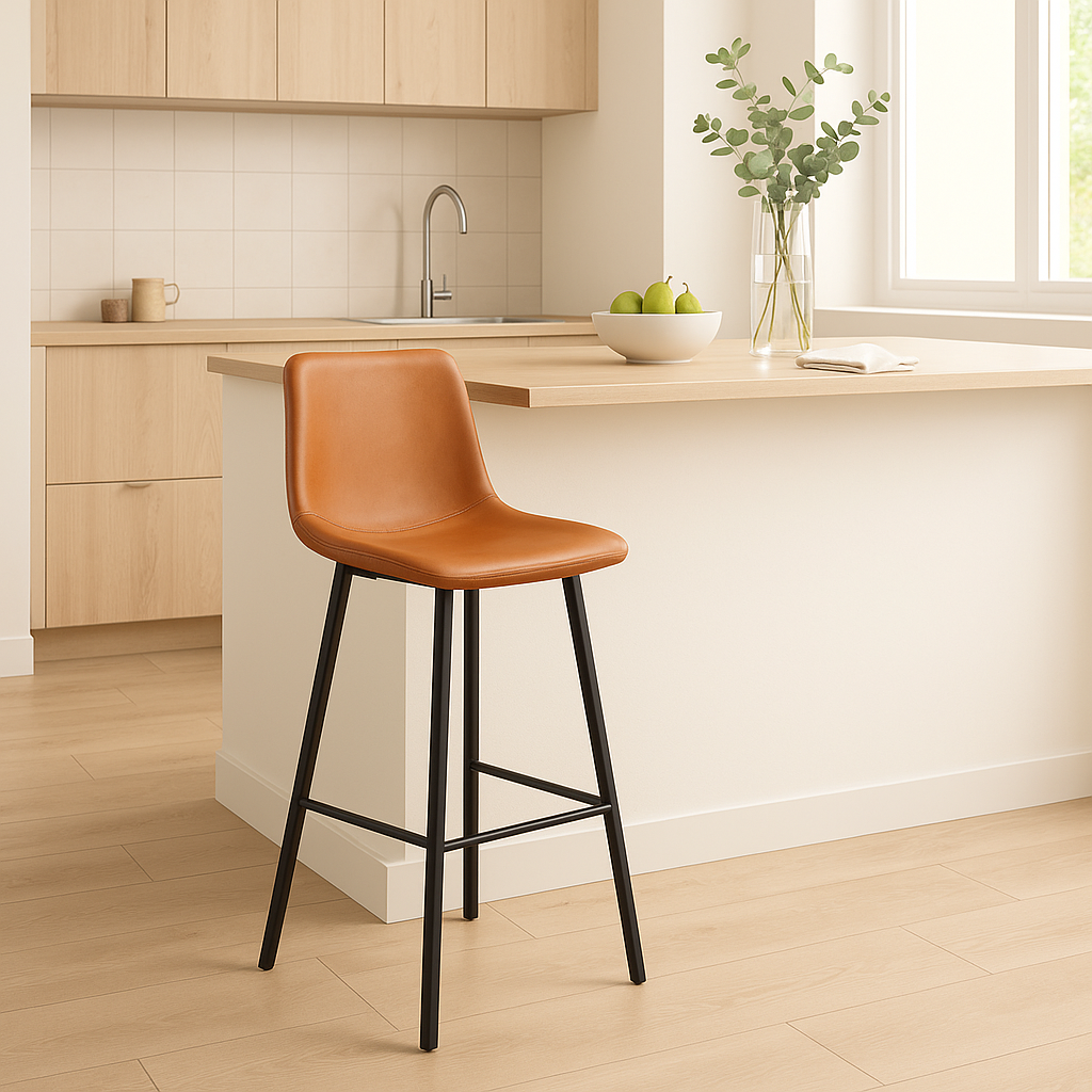 Oregon barstol - Brun PU/svart + Tekstilpleie for m�bler