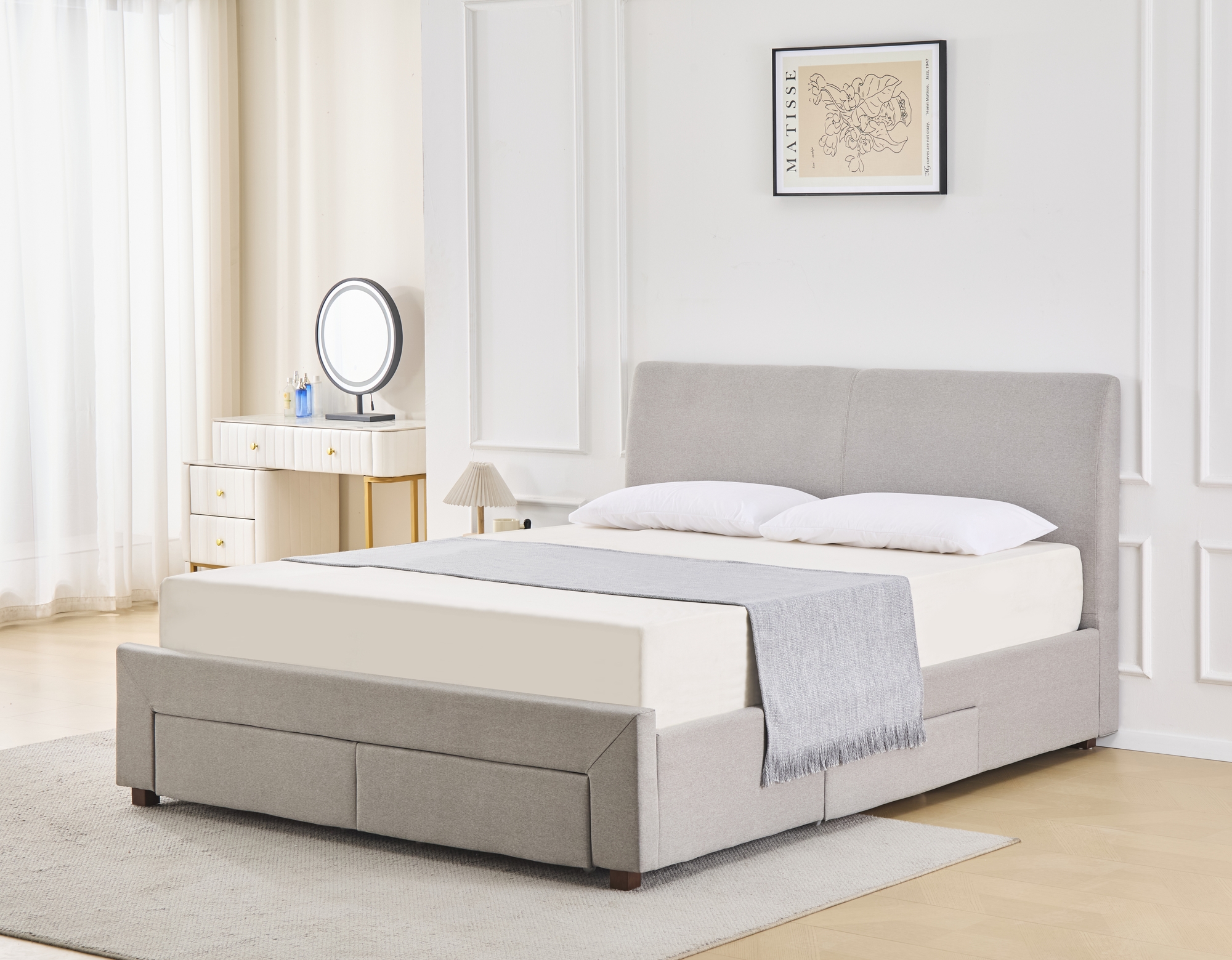 Vax sengeramme med sengegavl og oppbevaring 160 x 200 cm - Gr