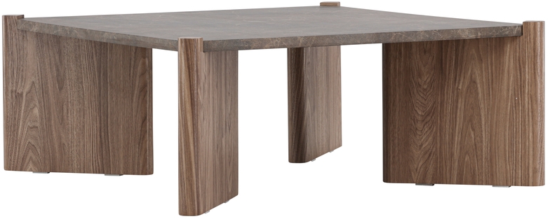 Salongbord Rogaland 100 x 100 cm - Brunt treverk med brunt marmorutseende Salongbord Rogaland 100 x 100 cm - Brunt treverk med brunt marmorutseende