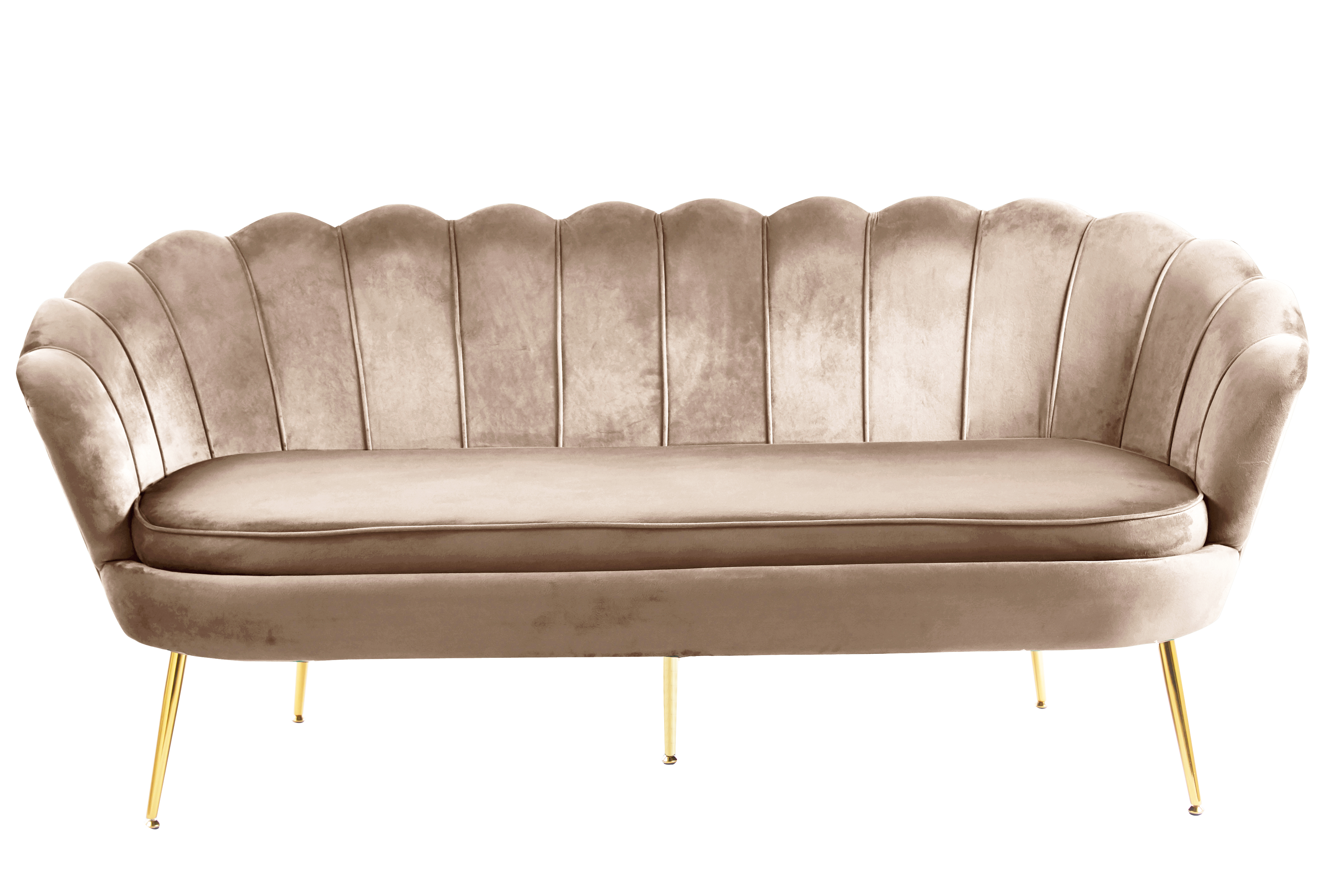 Sofa 3-seter i mrk beige flyel/messing - Kingsley