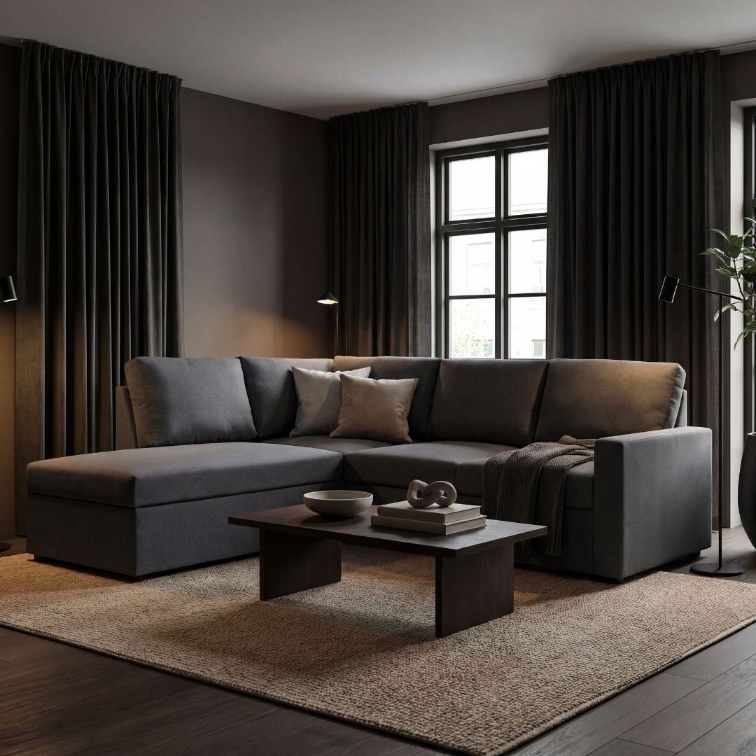 Dream sovesofa med oppbevaring (hj�rnesofa) h�yre - M�rkegr�