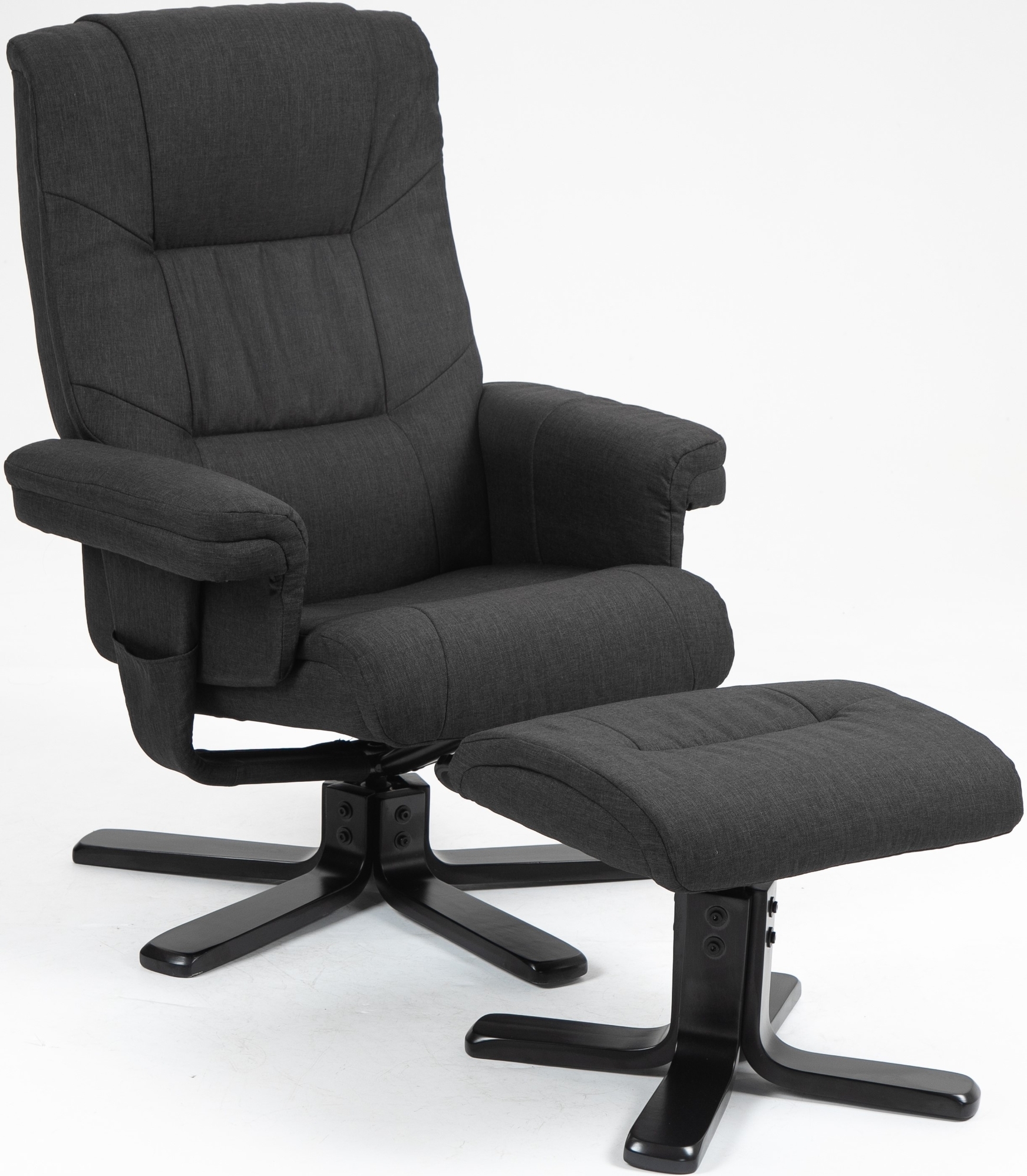 Oslo recliner lenestol med krakk - Cortinna svart + Tekstilpleie for m�bler