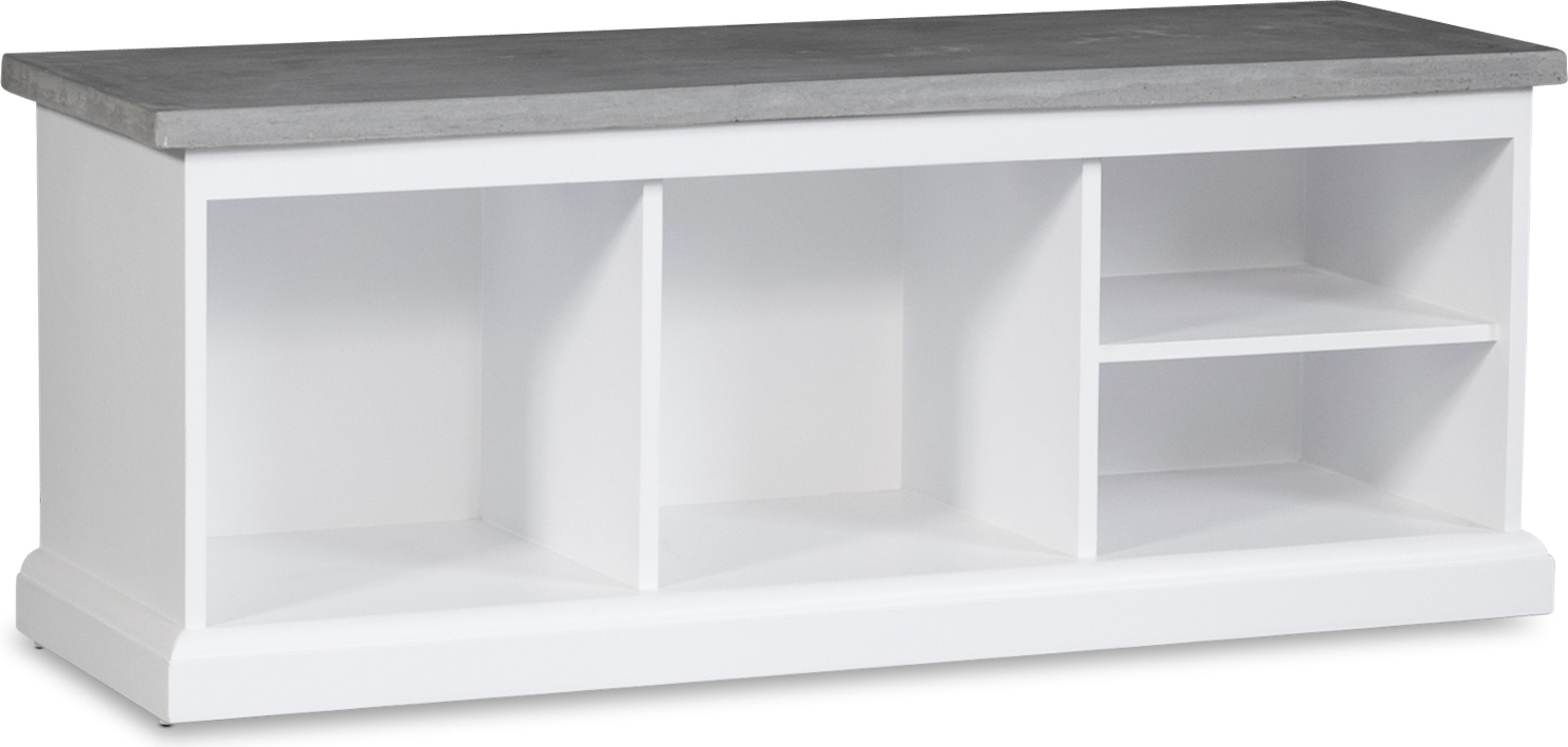 Benk Hugo - Hvit/betong + Tekstilpleie for m?bler