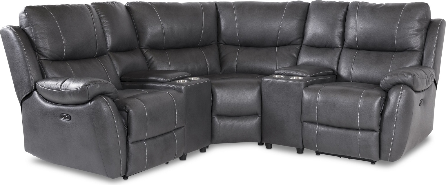 Enjoy Hollywood recliner-hj�rnesofa - 3-seter (el) i gr�tt kunstskinn + M�belf�tter