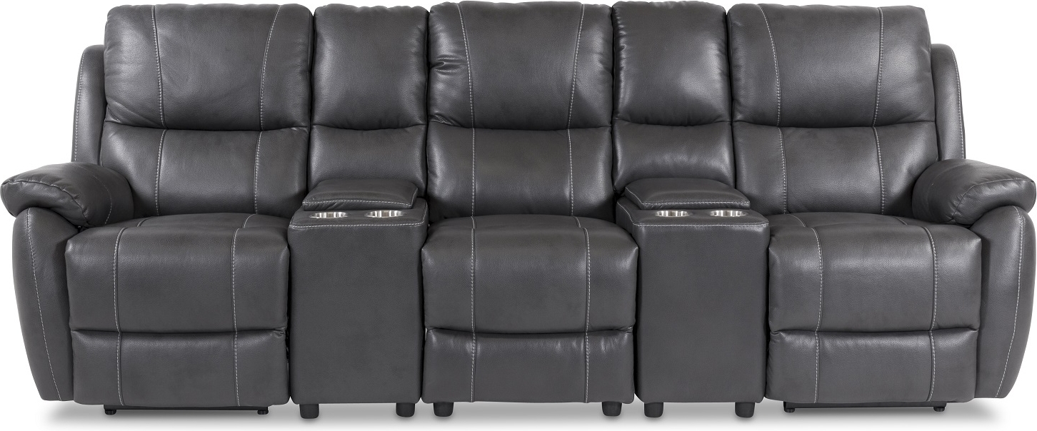 Enjoy Hollywood Biosofa - 3-seter recliner (el) i gr�tt kunstskinn