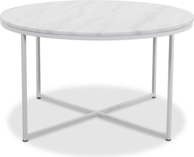 Maryland sofabord 85 cm - Hvit ekte marmor / Hvit