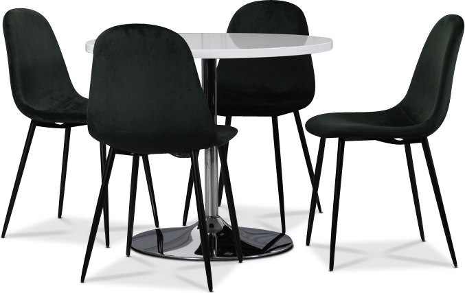 Tiana spisegruppe, rundt spisebord med 4 stk Carisma fl�yelsstoler - Hvit/Gr�nn
