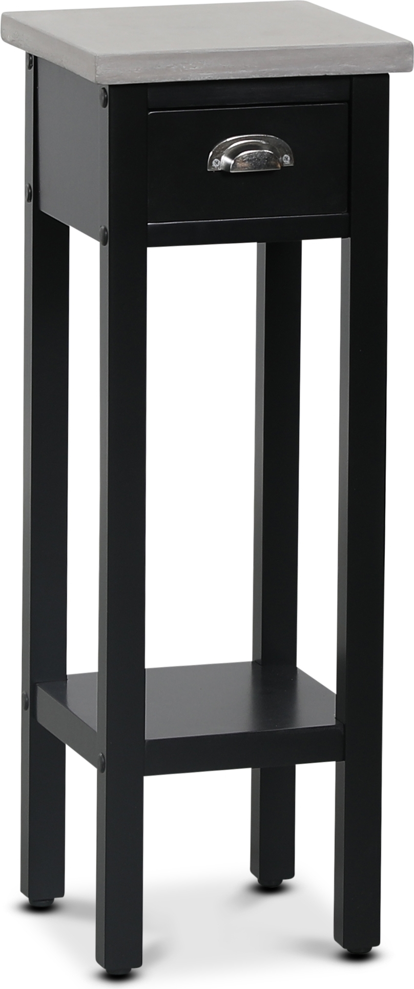 Nattbord Hugo - 70 cm (Svart med sementtopp) + M?belben